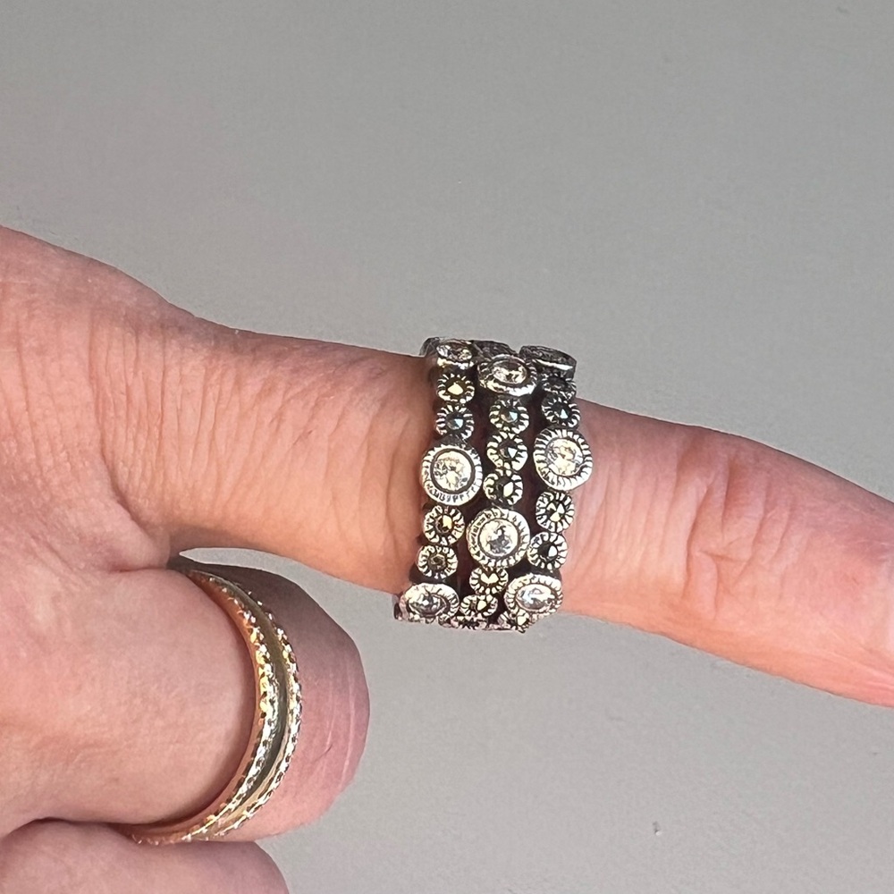 Judith Jack marcasite with crystals stackable rings - size 6